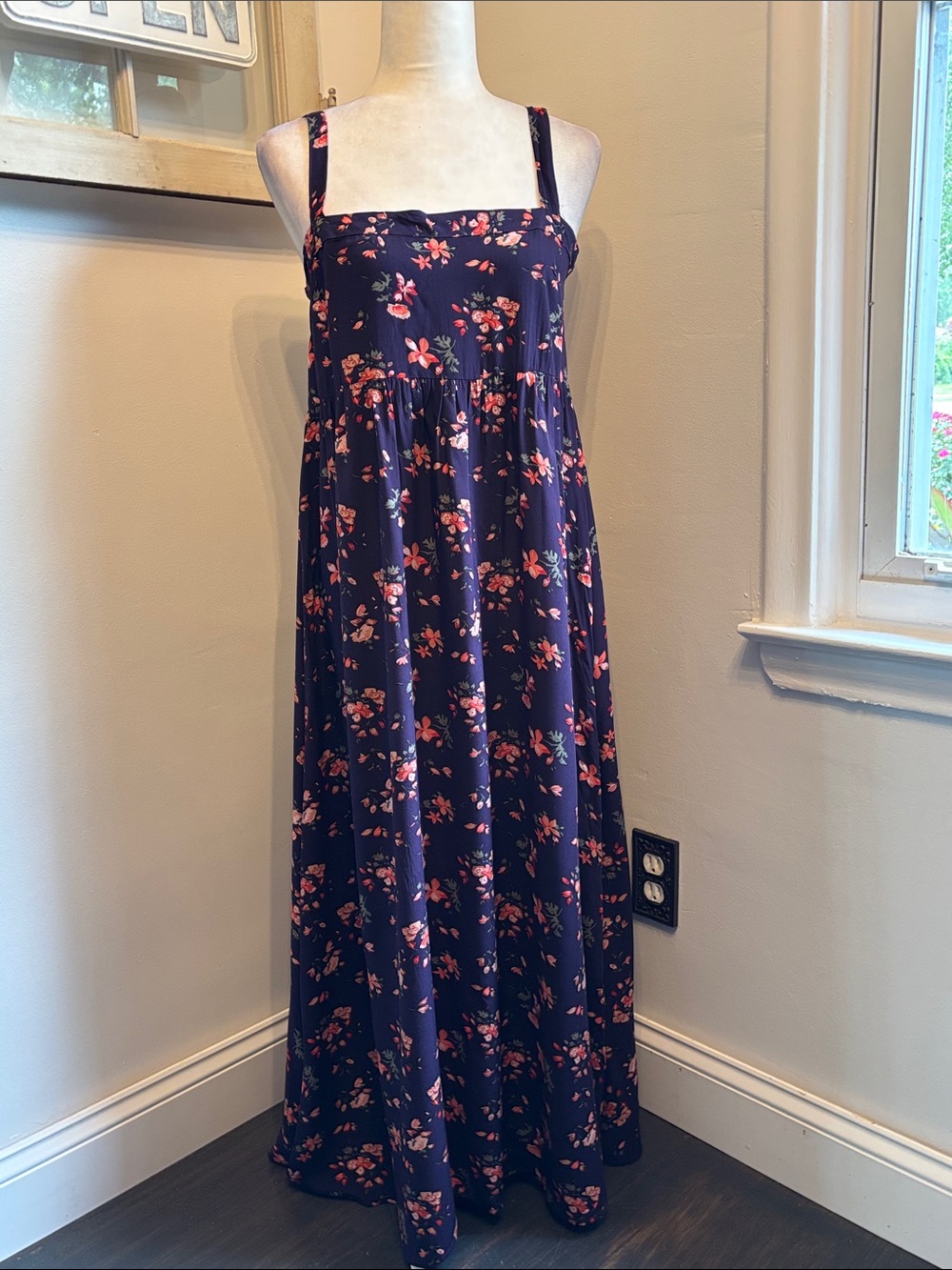 Natural Life Ditsy Floral Side Slits Maxi Dress Purple Pink XS/S NWT